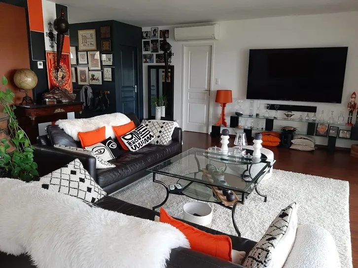 deco salon orange et gris