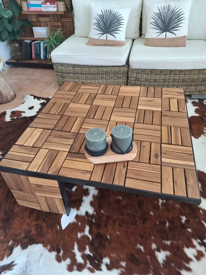 Table basse salon table basse en bois avec verre trempe